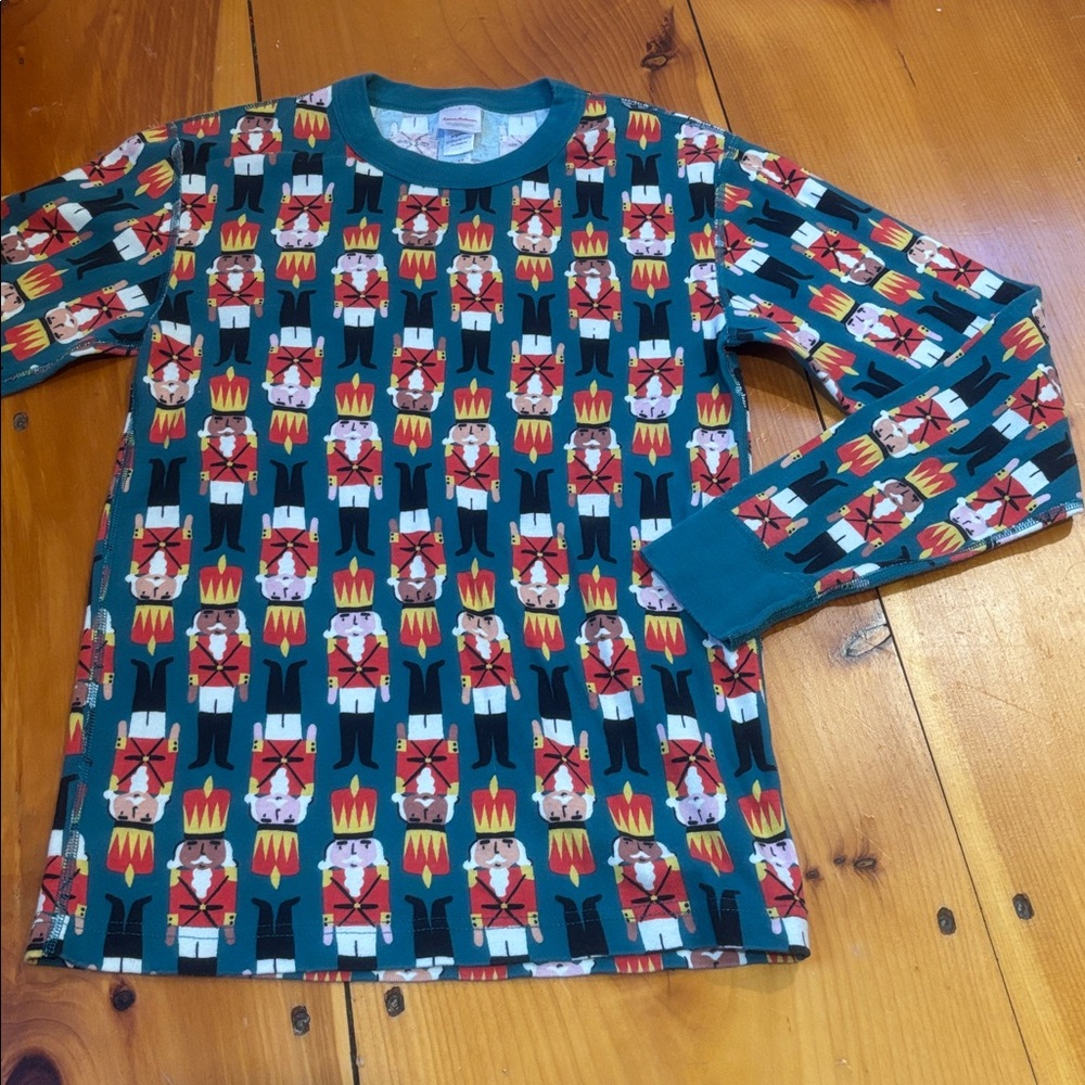 HANNA ANDERSSON Women's S Teal Green Nutcracker Toy Soldier Organic Pajama Top